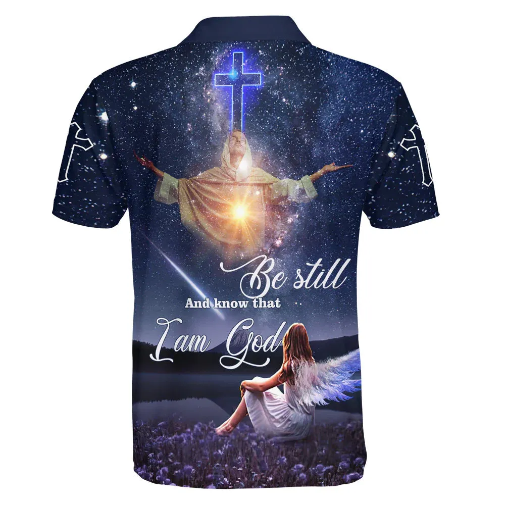 Christianartbag Polo Shirt, Be Still And Know That I Am God Jesus And Girl Polo Shirt, Christian Shirts & Shorts.