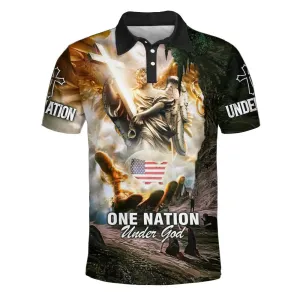 Christianartbag Polo Shirt, One Nation Under Jesus Christ Polo Shirt, Christian Shirts & Shorts, CAB01120923.