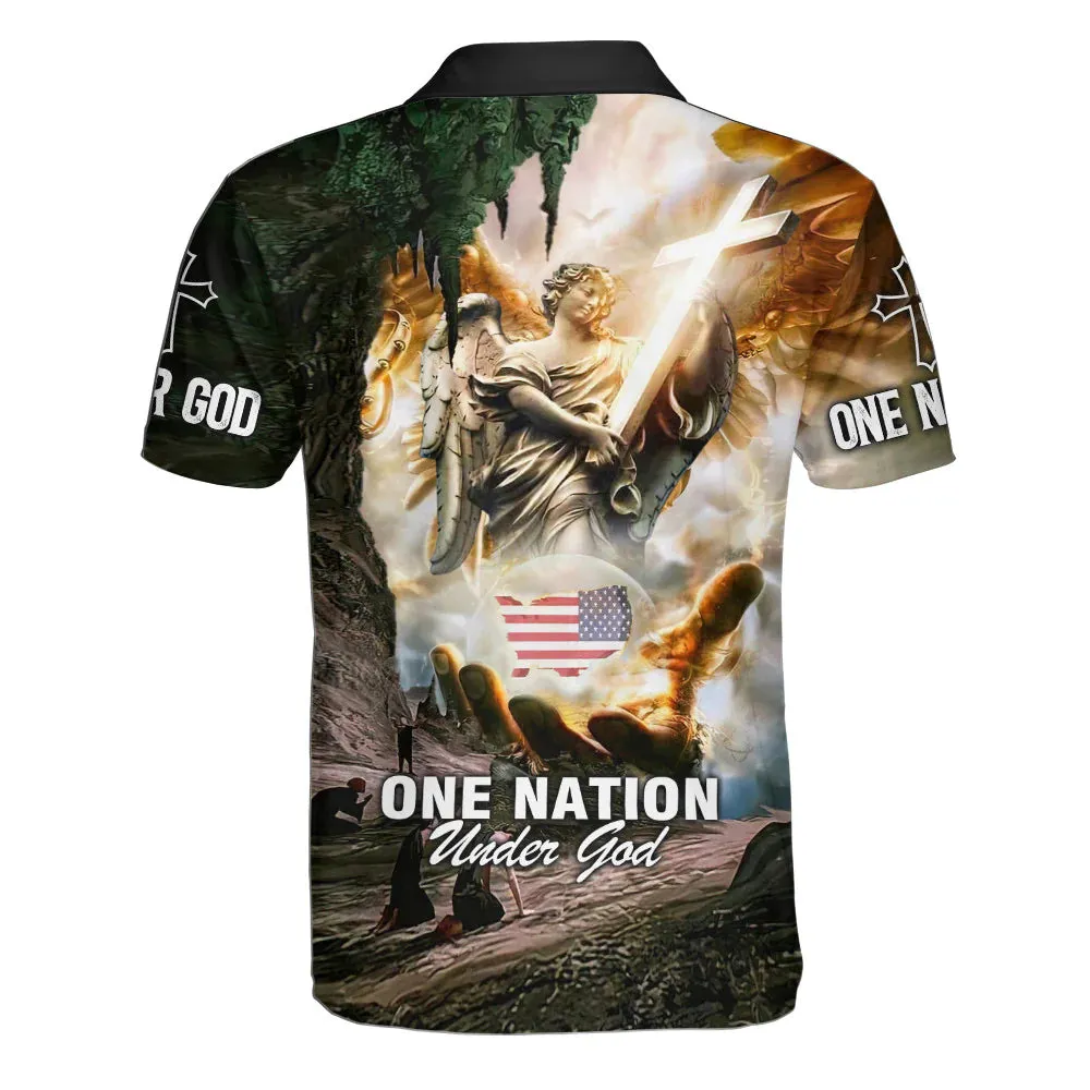 Christianartbag Polo Shirt, One Nation Under Jesus Christ Polo Shirt, Christian Shirts & Shorts, CAB01120923.