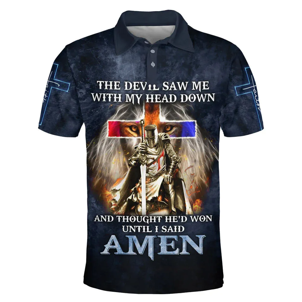 Christianartbag Polo Shirt, The Devil Saw Me With My Head Down And Though He'd Won Polo Shirt, Christian Shirts & Shorts.