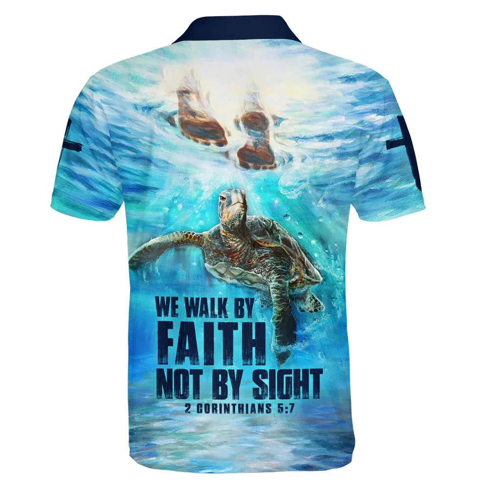 Christianartbag Polo Shirt, We Walk By Faith Not By Sight Turtle Polo Shirt, Christian Shirts & Shorts.