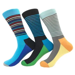 Comfortable happy colorful cotton dress  socks men's women's 3 PK