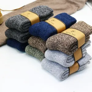 ContiNent 33 Winter Men'9;s Super Thick Warm High Quality Harajuku Retro Snow Casual Antifreeze Wool Socks 3 Pair