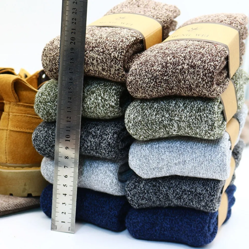ContiNent 33 Winter Men'9;s Super Thick Warm High Quality Harajuku Retro Snow Casual Antifreeze Wool Socks 3 Pair