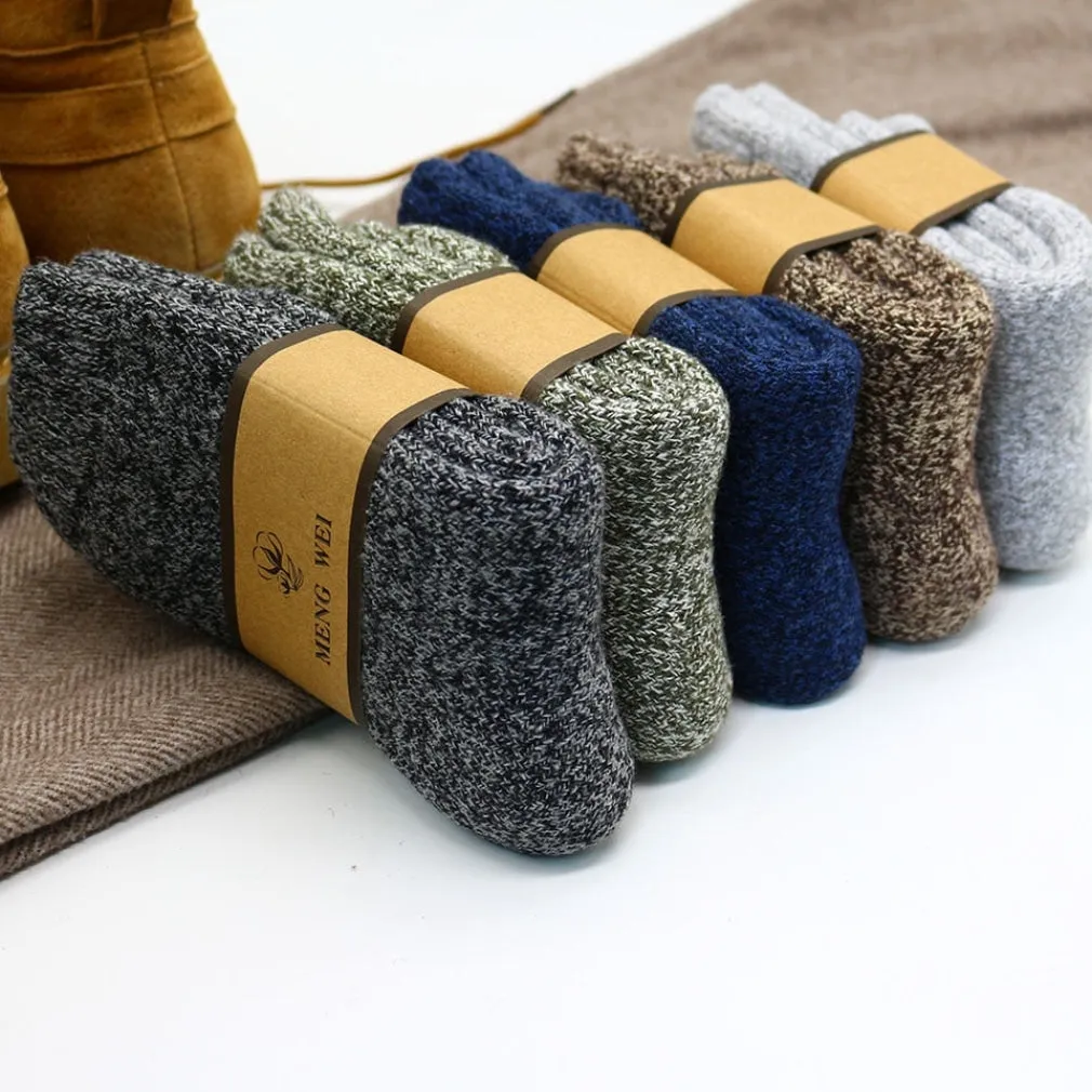 ContiNent 33 Winter Men'9;s Super Thick Warm High Quality Harajuku Retro Snow Casual Antifreeze Wool Socks 3 Pair