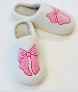 Cozy Pink Bow Slippers