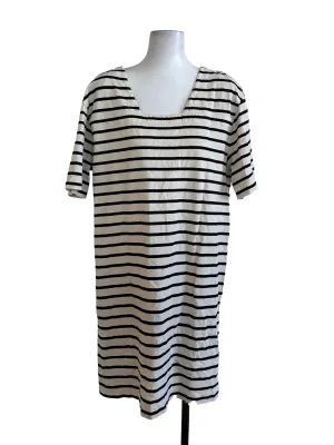 Cream White Black Stripe Long Top