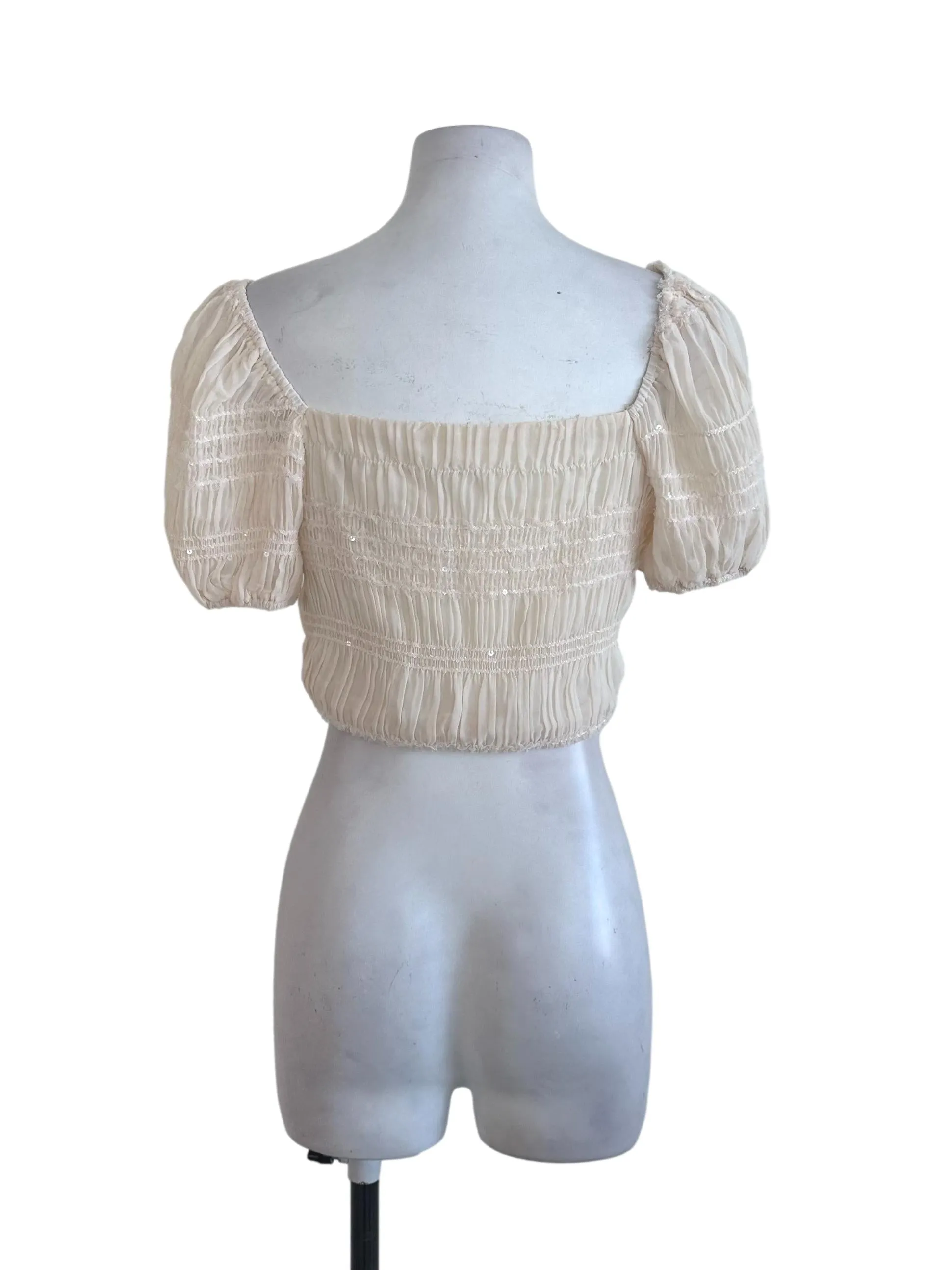 Cream White Textured Top