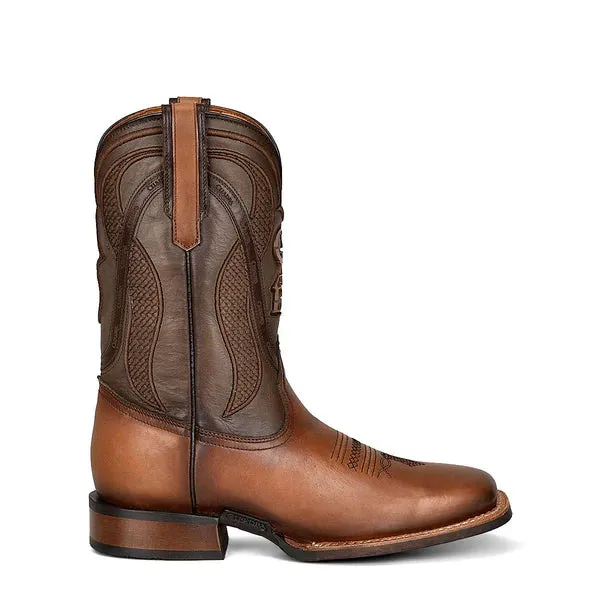 Cuadra Res Embroidery Wide Square Toe Boot in Satro Sand