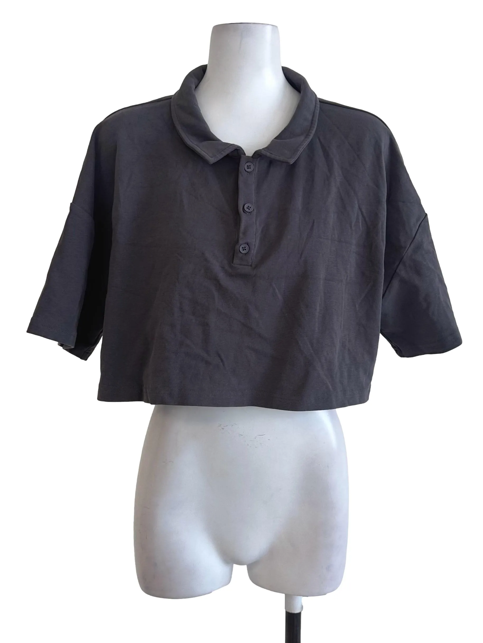 Dark Grey Collar Top