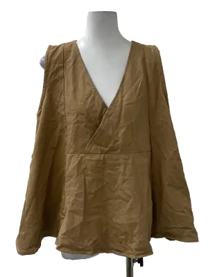 Dark Khaki V-Neck Blouse
