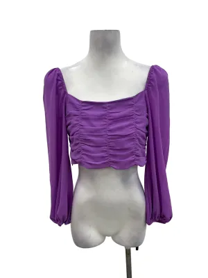 Electric Purple Ruched Long Sleeve Top