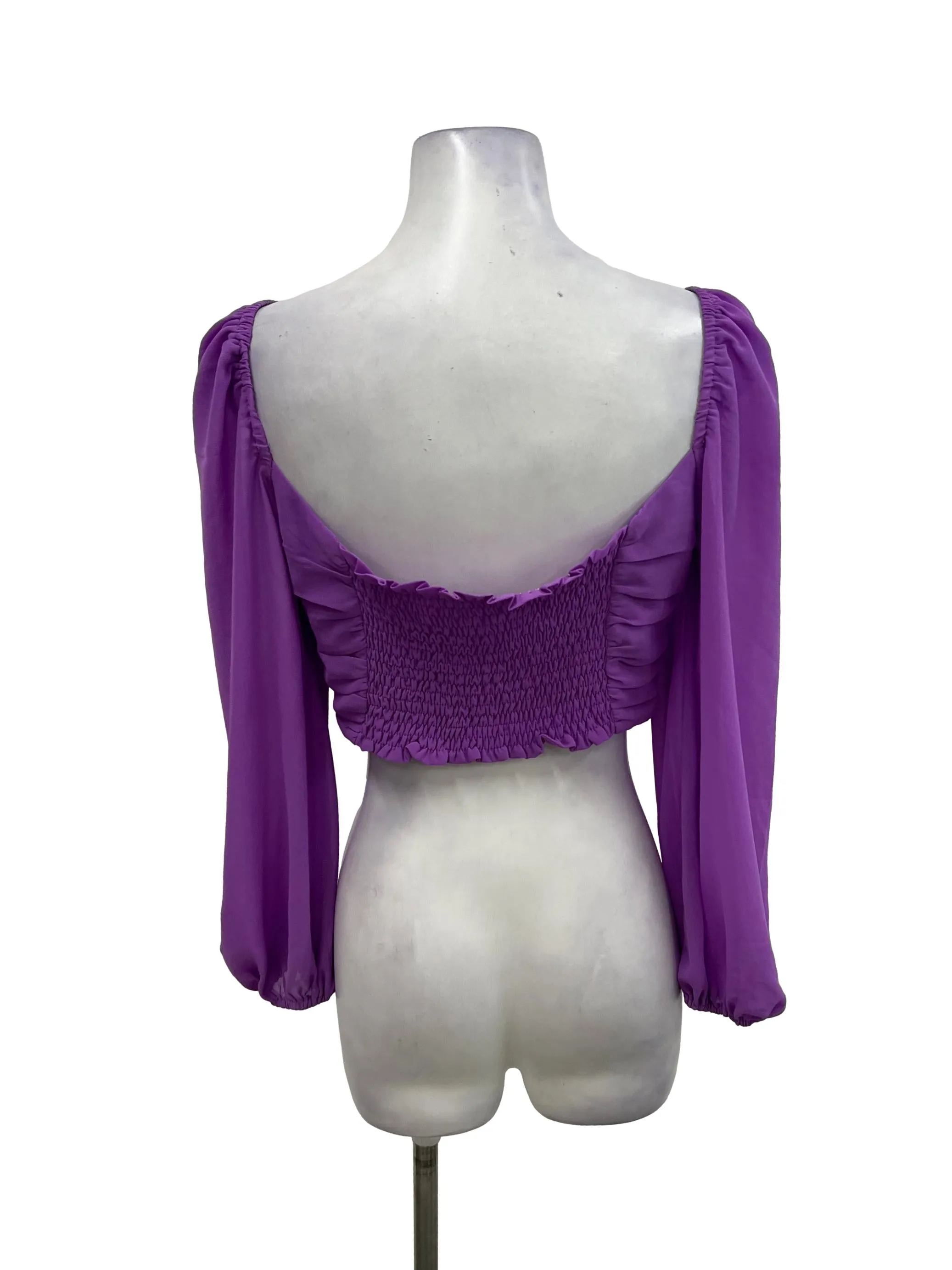 Electric Purple Ruched Long Sleeve Top