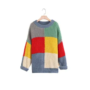 Family Matching Rainbow Mosaic Sweater