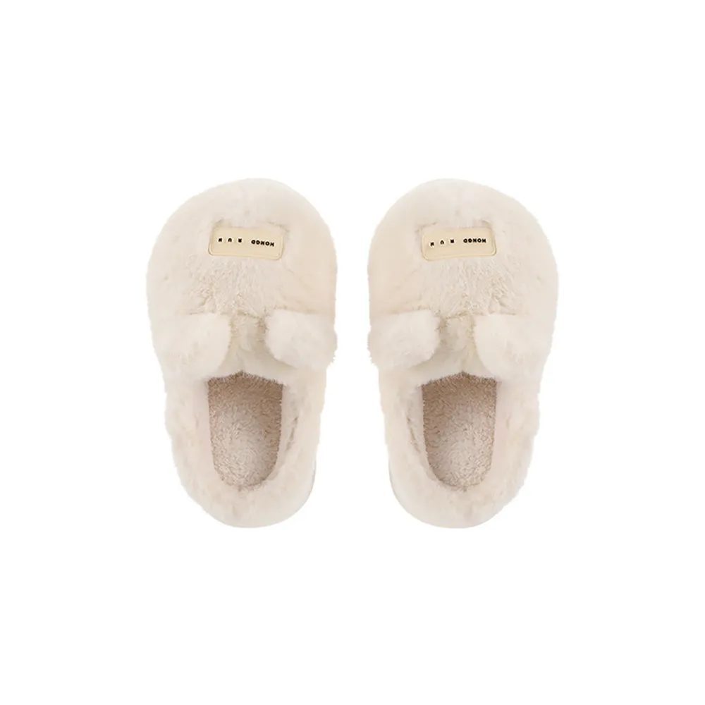 FaSoLa Fun Couple Cotton Slippers - Cream White, Size 38-39
