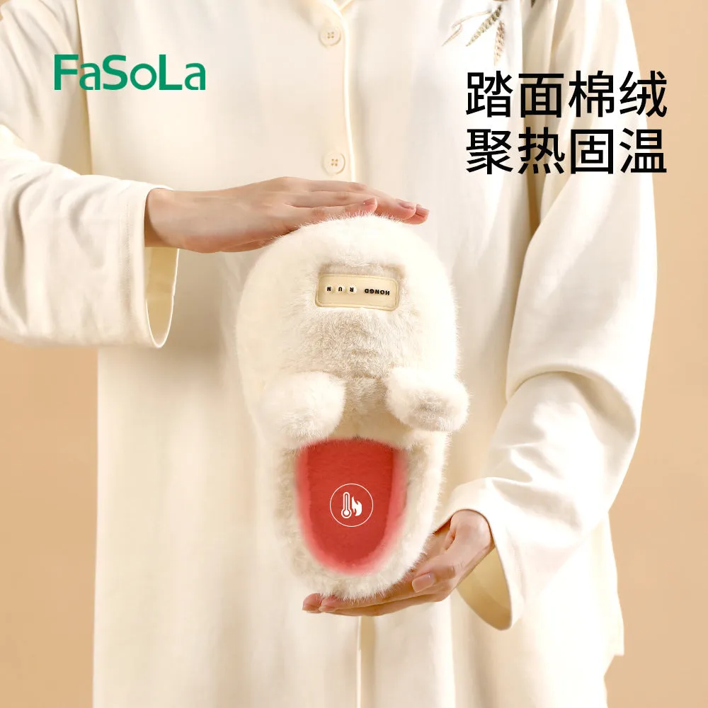 FaSoLa Fun Couple Cotton Slippers - Cream White, Size 40-41