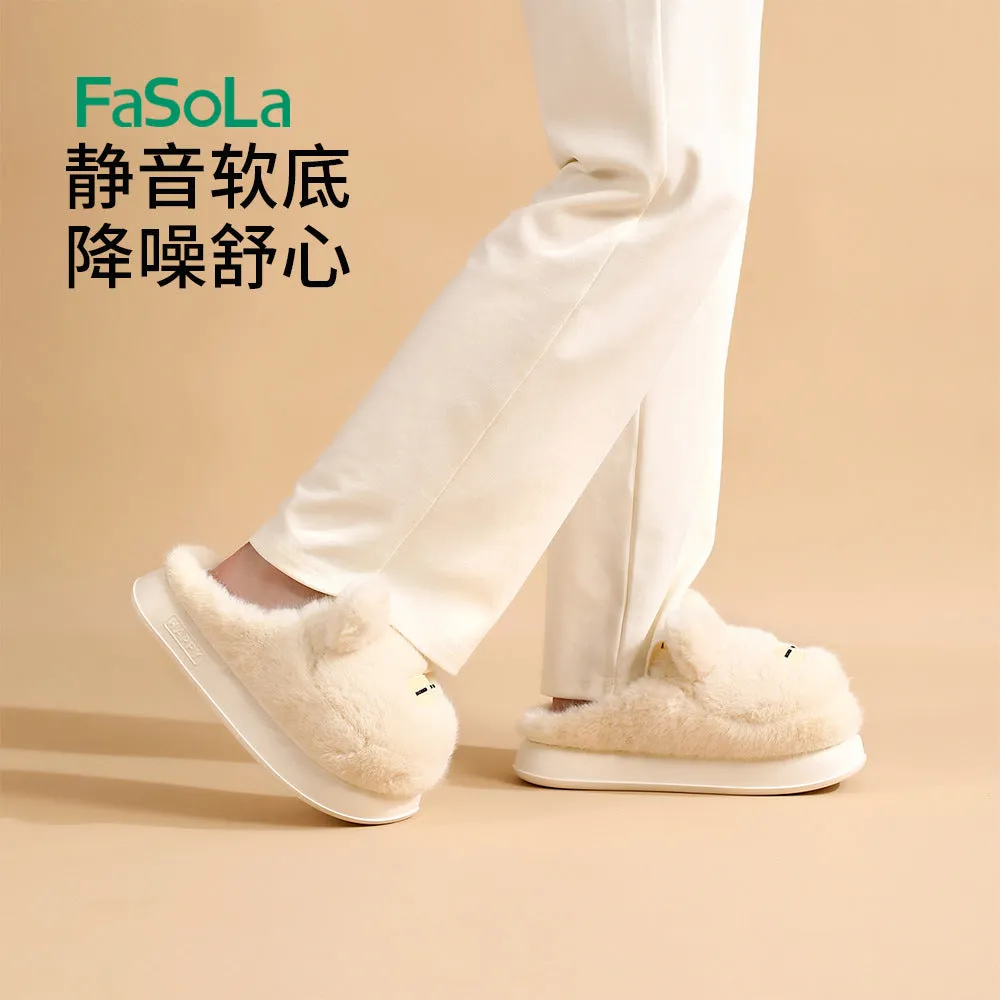 FaSoLa Fun Couple Cotton Slippers - Cream White, Size 40-41