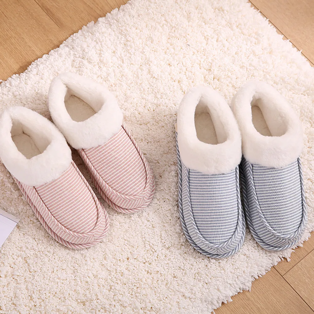 Fasola Men's Striped Cotton Slippers - Blue, Size 41/42