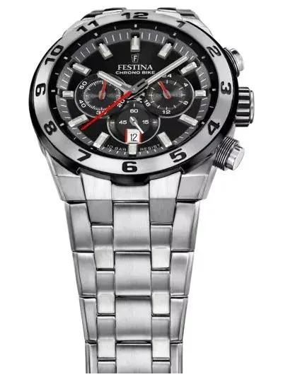Festina Chrono Bike Genta Black Dial  Stainless Steel Bracelet Watch