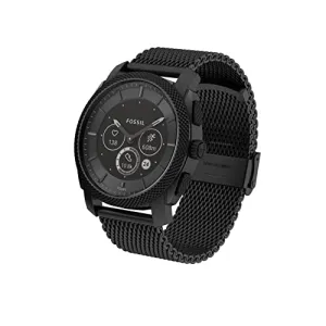 Fossil Men's Machine Gen 6 Hybrid 45mm Stainless Steel Mesh Smart Watch, Color: Black (Model: FTW7062)