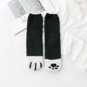 Free shipping Women Girls Winter Cat Claws Cute Thick Warm Sleep Floor Socks