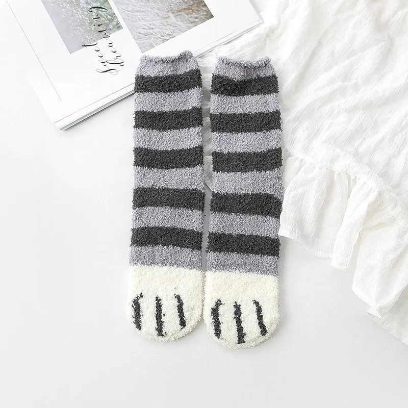 Free shipping Women Girls Winter Cat Claws Cute Thick Warm Sleep Floor Socks