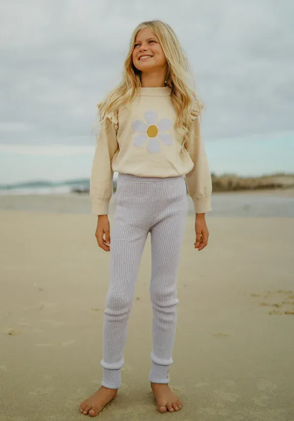Frill Knit Sweater - Lavender Daisy