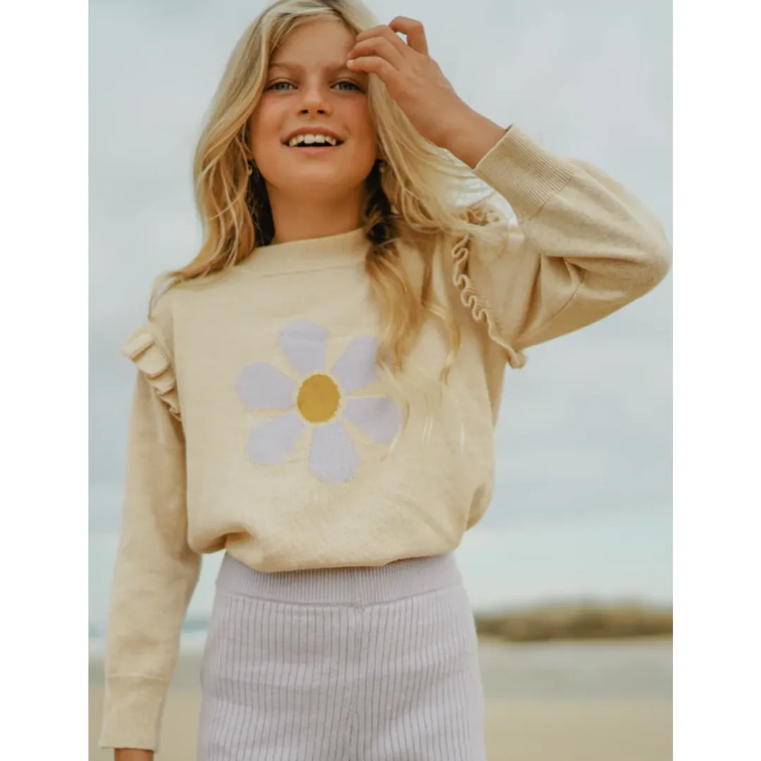 Frill Knit Sweater - Lavender Daisy