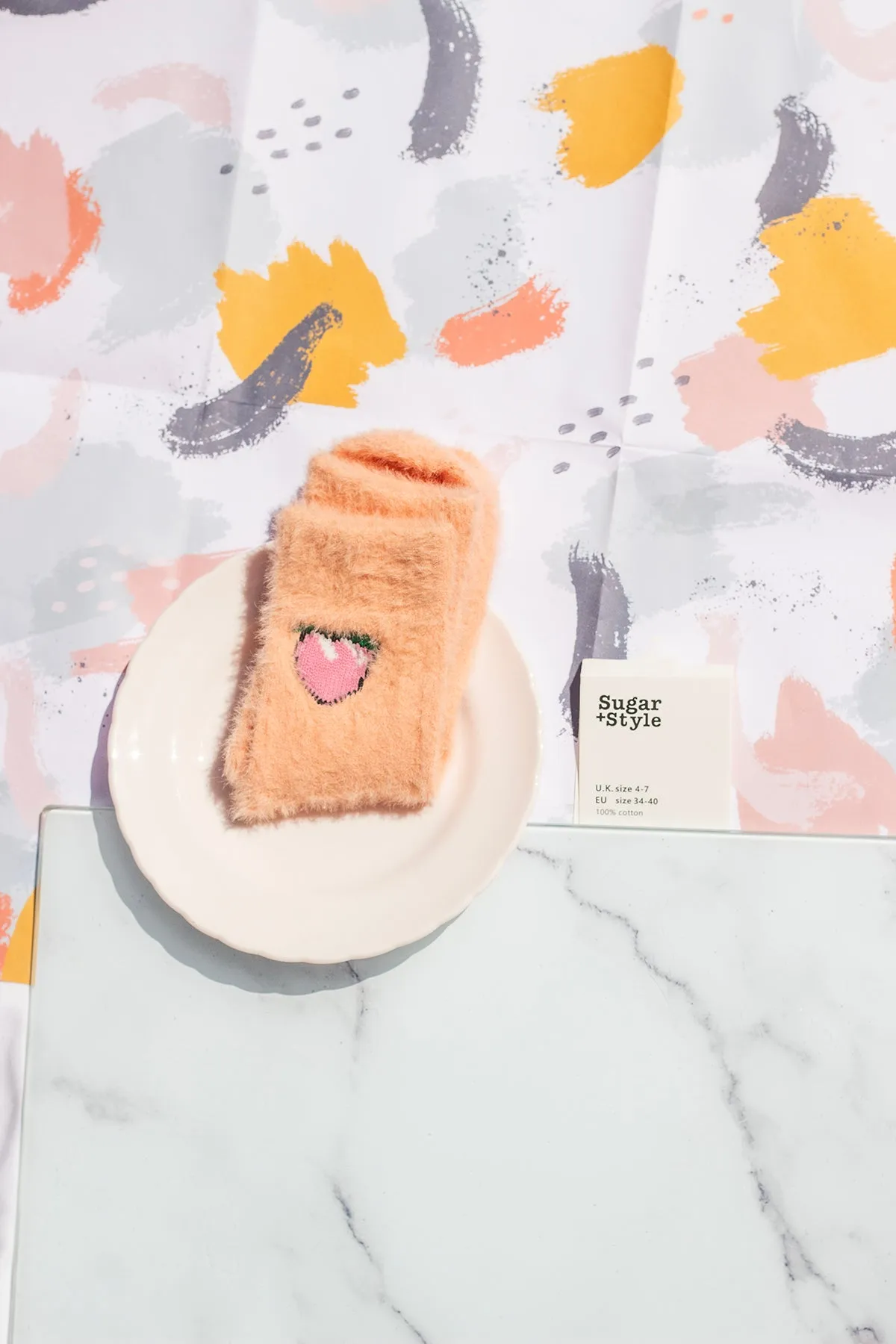 Fuzzy Feel Peach Fruit Socks
