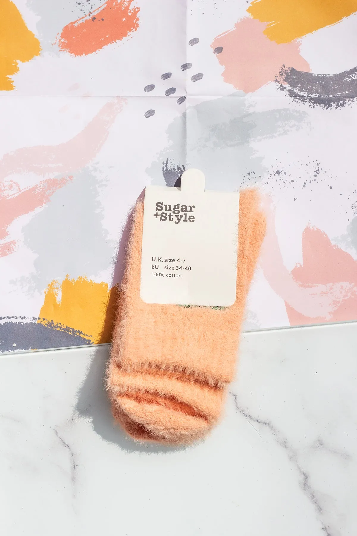Fuzzy Feel Peach Fruit Socks