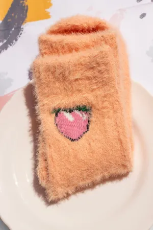 Fuzzy Feel Peach Fruit Socks