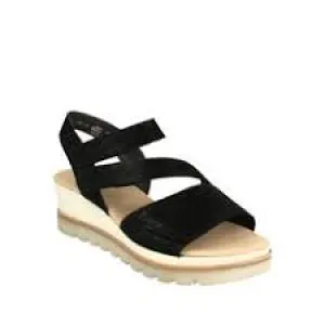 GABOR 24.640.67 BLACK METALLIC WEDGE SANDAL