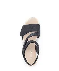 GABOR 24.640.67 BLACK METALLIC WEDGE SANDAL