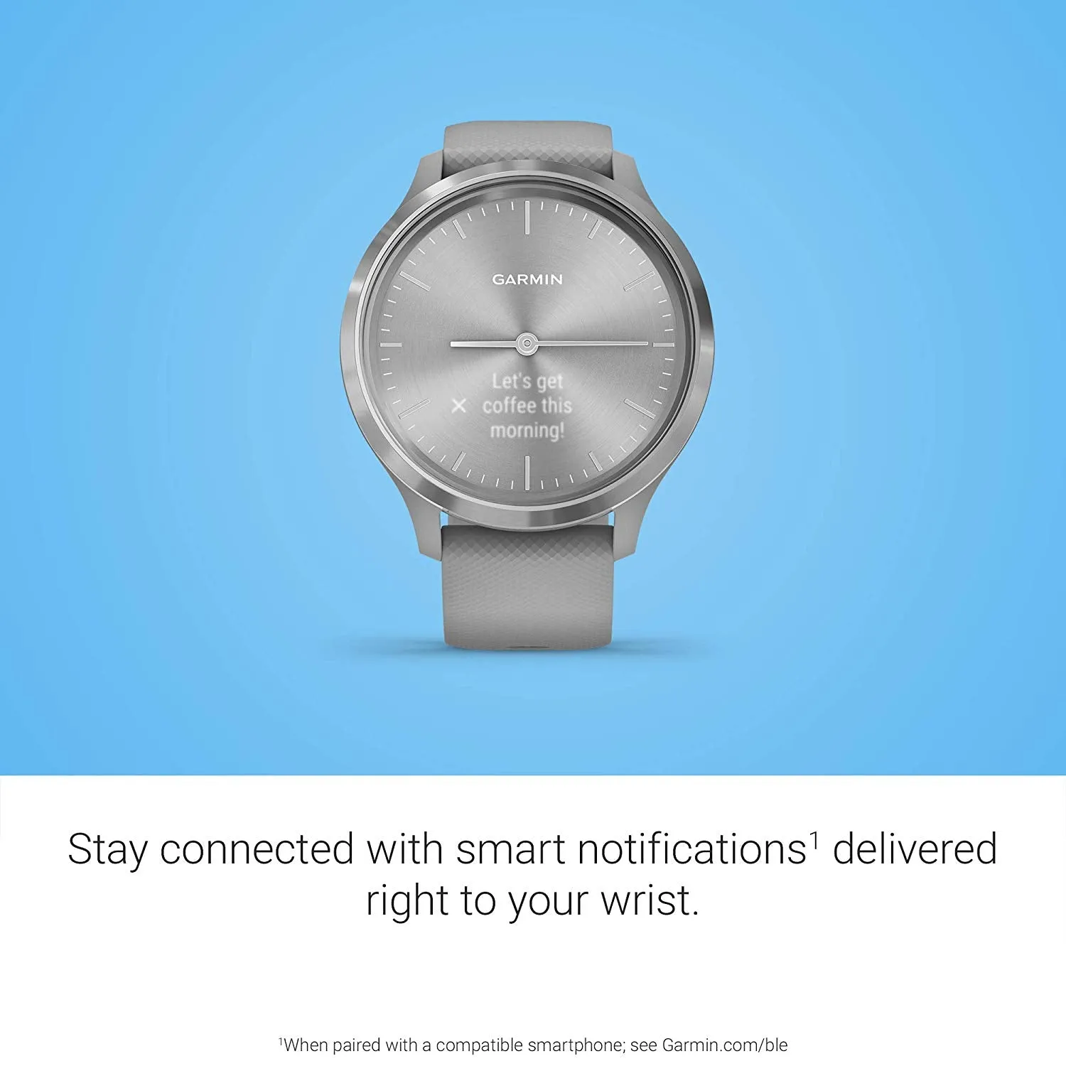 Garmin vívomove 3, Hybrid Smartwatch with Real Watch Hands and Hidden Touchscreen Display, Silver with Gray Case and Band