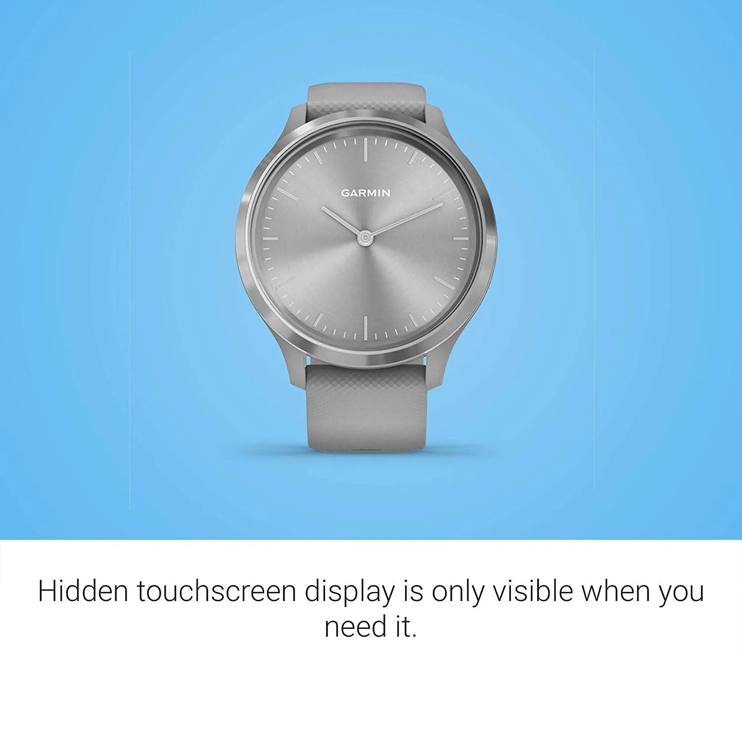 Garmin vívomove 3, Hybrid Smartwatch with Real Watch Hands and Hidden Touchscreen Display, Silver with Gray Case and Band