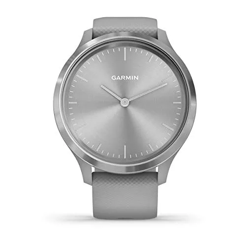 Garmin vívomove 3, Hybrid Smartwatch with Real Watch Hands and Hidden Touchscreen Display, Silver with Gray Case and Band
