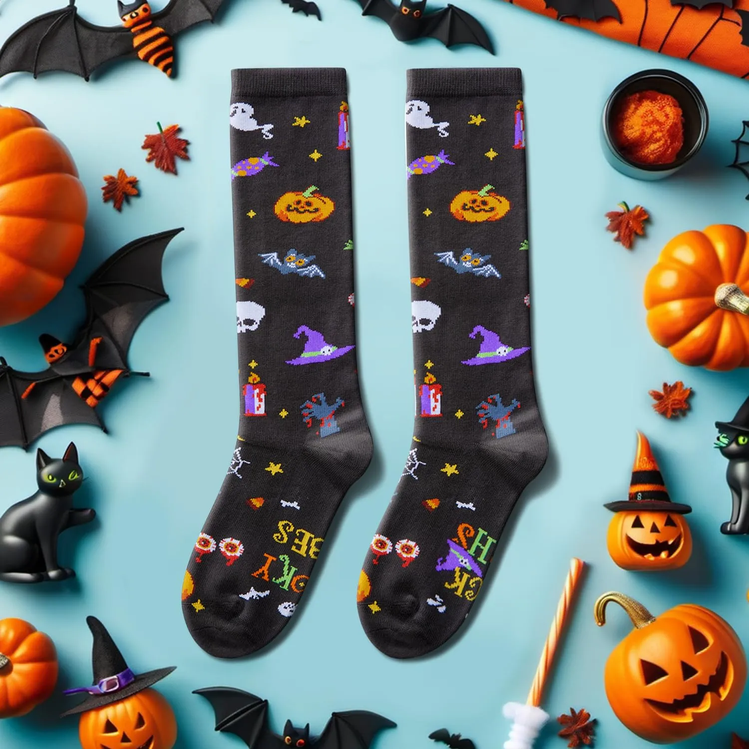 Gifts for Pumpkin Lovers Halloween Socks - Halloween Gifts Pumpkin Skull Witch Spooky Socks