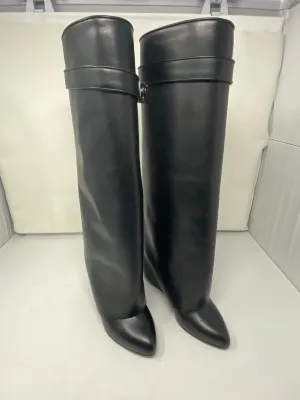 Givenchy Black Leather Shark Tooth High Boots