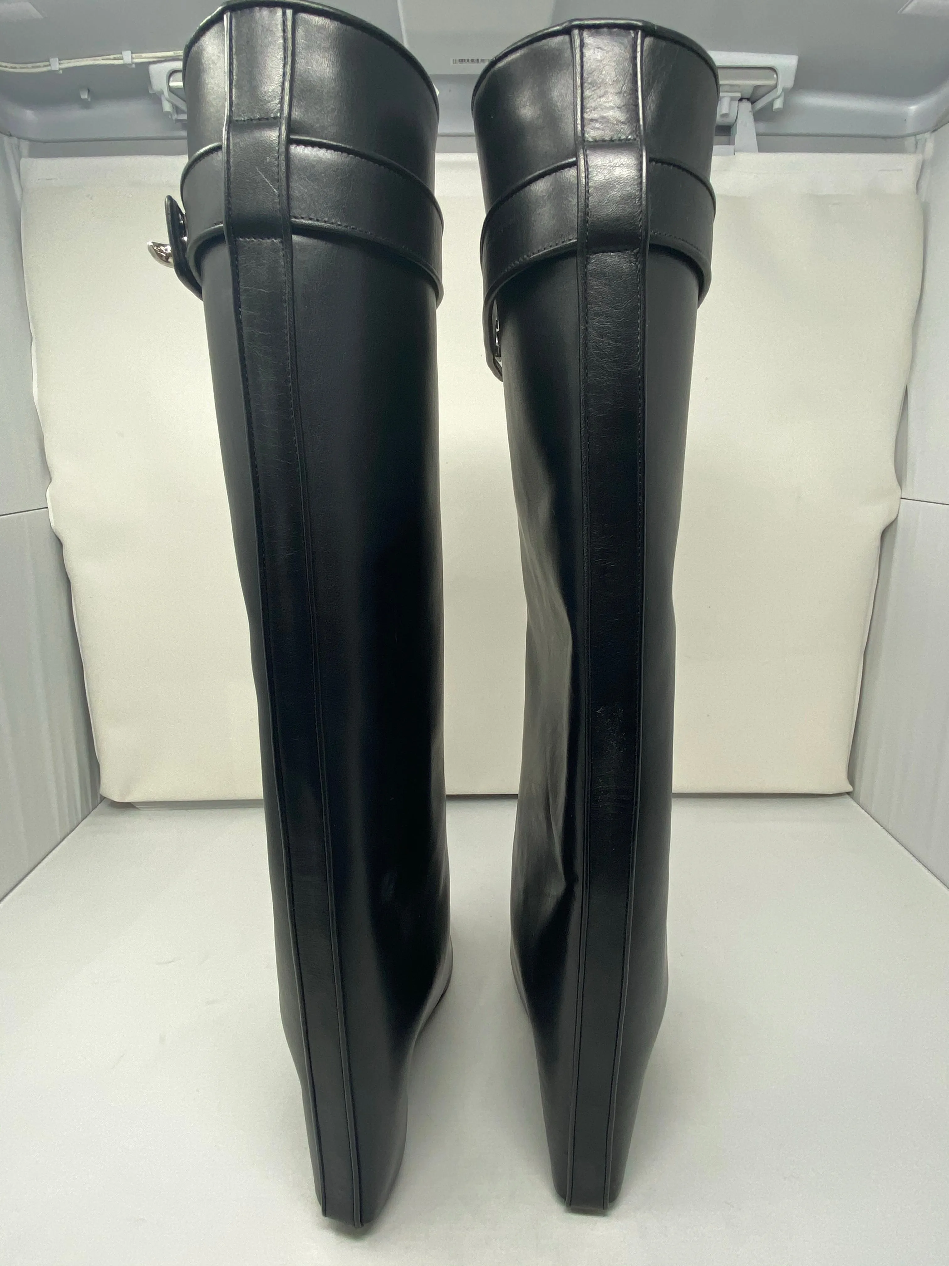 Givenchy Black Leather Shark Tooth High Boots