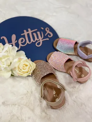 Glitter Girls Sandals - Pink, Gold & Rainbow