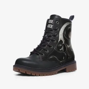 Gothic Skull Horror Black Vegan Leather Unisex Boots
