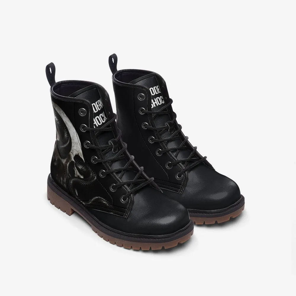 Gothic Skull Horror Black Vegan Leather Unisex Boots