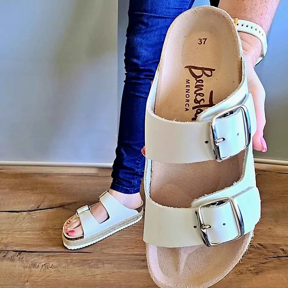 Greco White Platform Arch Support Sandals