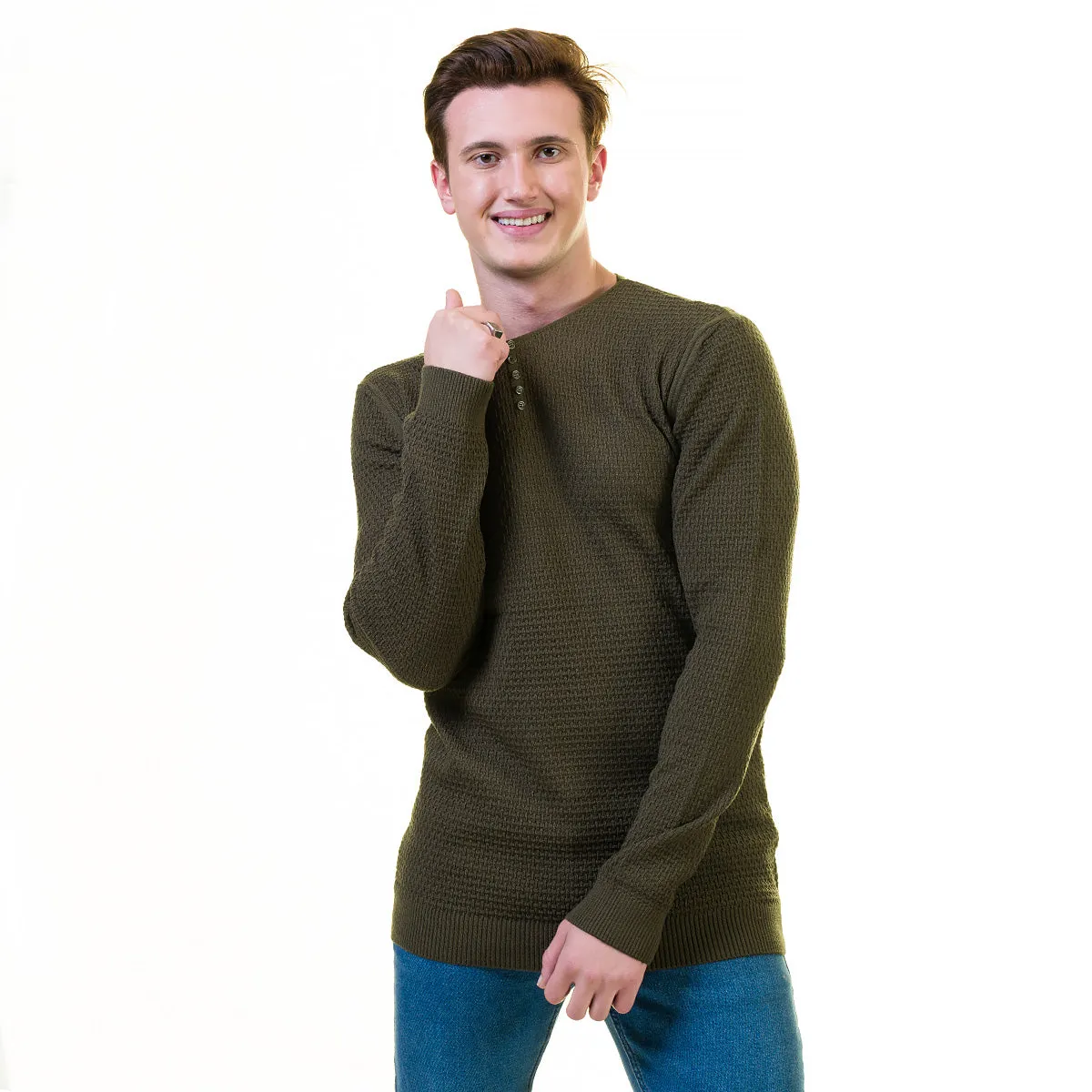 Green European Wool Luxury Zippered With Sweater Jacket Warm Winter Tailor Fit