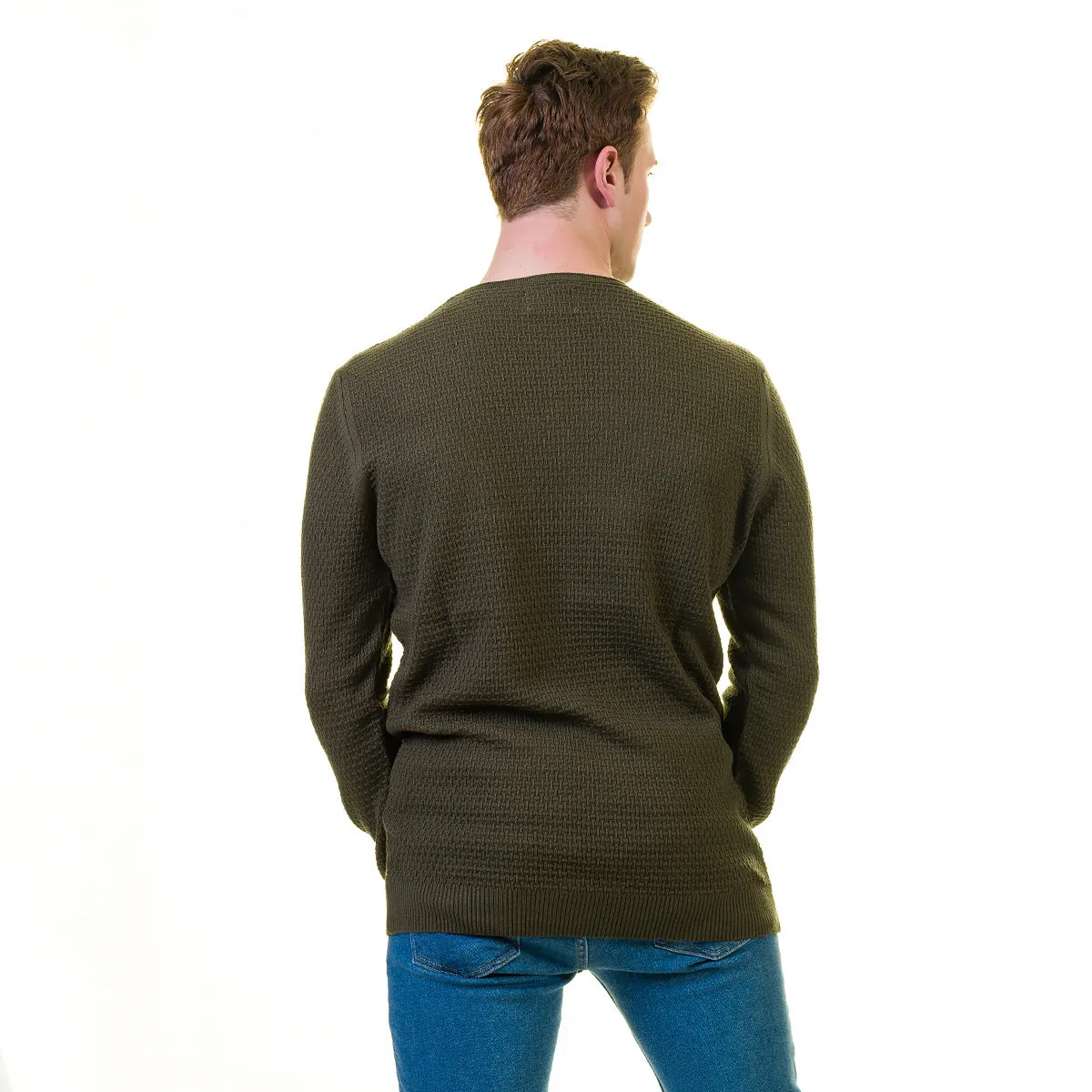 Green European Wool Luxury Zippered With Sweater Jacket Warm Winter Tailor Fit