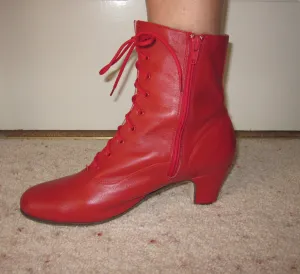 Grishko Quadrille Lace up  Boots, Red, with extra side zip - 03172
