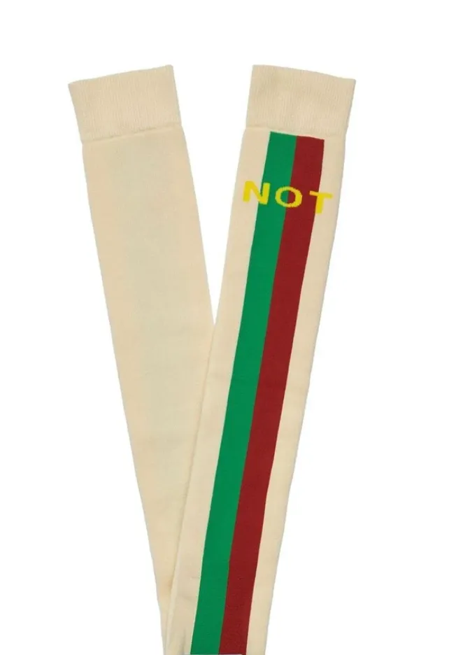 GUCCI Knee High FAKE/NOT Socks Ivory Stripe