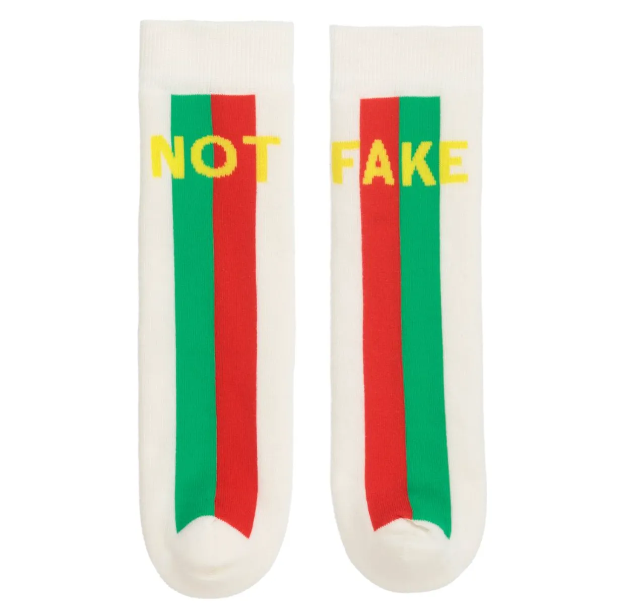GUCCI Knee High FAKE/NOT Socks Ivory Stripe