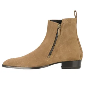 Handmade Full Grain Suede Zipper Boots