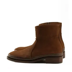 Handmade Plain-Toe Ankle Zipper Casual Boots